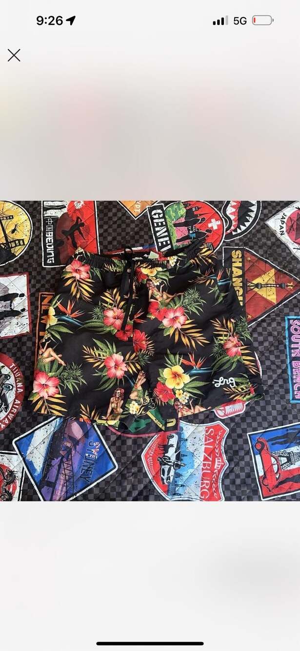 LRG Floral Pin-Up Girl Print Swim Trunks